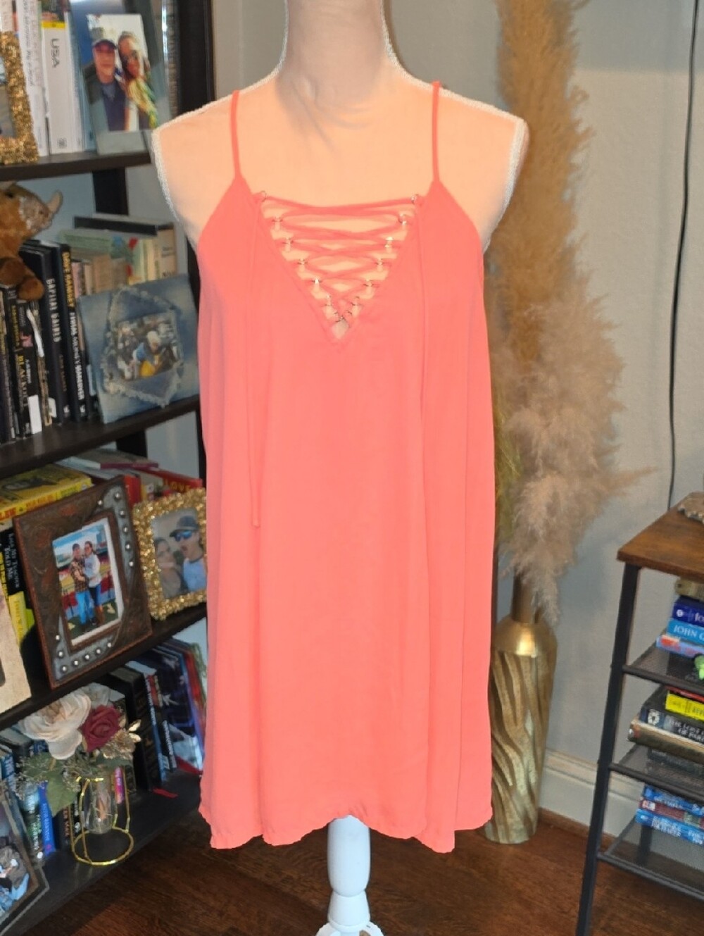 Love Riche Neon Pink Spaghetti Strap Dress Size Small